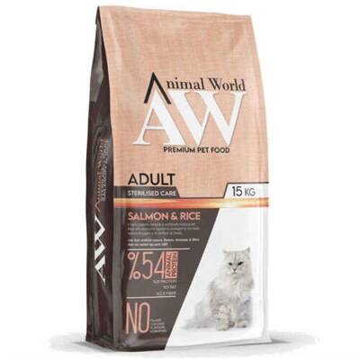Animal World Sterilised Somonlu Kısırlaştırılmış Kedi Maması 15 Kg - 1