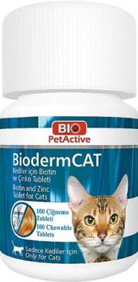 Bio PetActive Bioderm Tüy Dökülme Önleyici Biotin ve Çinko Kedi Takviyesi 100 Tablet 30 Gr - 1