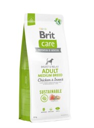 Brit Care Sustainable Medium Breed Böcek ve Tavuk Orta Irk Yetişkin Köpek Maması 12 Kg - 1