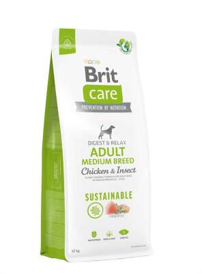Brit Care Sustainable Medium Breed Böcek ve Tavuk Orta Irk Yetişkin Köpek Maması 12 Kg - 1