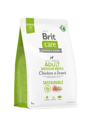 Brit Care Sustainable Medium Breed Böcek ve Tavuk Orta Irk Yetişkin Köpek Maması 3 Kg - 1