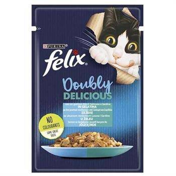 Felix Doubly Delicious Somon ve Sardalyalı Pouch Yaş Kedi Maması 85 Gr - 1