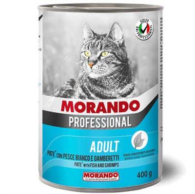 Morando Beyaz Balıklı Karidesli Yetişkin Kedi Konservesi 400 Gr - 1