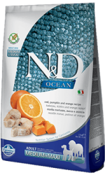 N&D Ocean Tahılsız Medium Maxi Balıklı Portakallı ve Balkabaklı Yetişkin Köpek Maması 12 Kg - 1