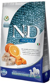 N&D Ocean Tahılsız Medium Maxi Balıklı Portakallı ve Balkabaklı Yetişkin Köpek Maması 12 Kg - 1