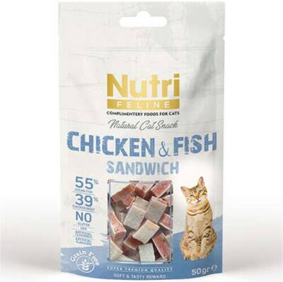 Nutri Feline Tahılsız Tavuklu Balıklı Sandwich Kedi Ödülü 50 Gr - 1