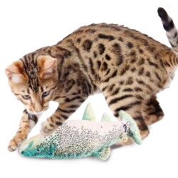 Orijin Pet Catnipli Titreşimli Alabalık Kedi Oyuncağı 28x12x5,5 Cm Gümüşasma - 1