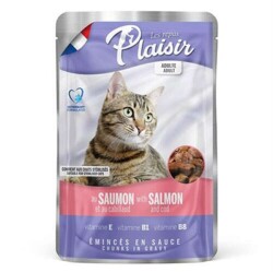 Plaisir Somon ve Morina Balıklı Parçalı Kısırlaştırılmış Pouch Yaş Kedi Maması 100 Gr - 1