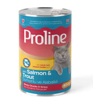 Proline Somonlu ve Alabalıklı Sos İçinde Et Parçalı Kedi Konservesi 400 Gr - 1