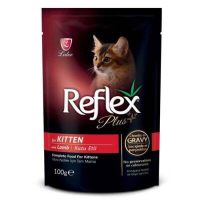 Reflex Plus Pouch Kitten Gravy Kuzu Etli Soslu Yavru Kedi Yaş Maması 100 Gr - 1