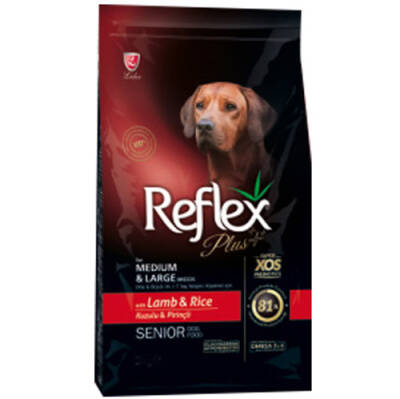 Reflex Plus Senior Orta Büyük Irk Kuzu Yaşlı Köpek Maması 15 Kg - 1