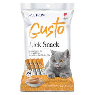 Spectrum Gusto Lick Snack Ton Balıklı ve Tavuk Etli Sıvı Kedi Ödülü 4x15 Gr - 1